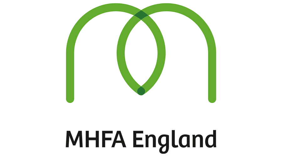 The MHFA England logo, looks like a green M