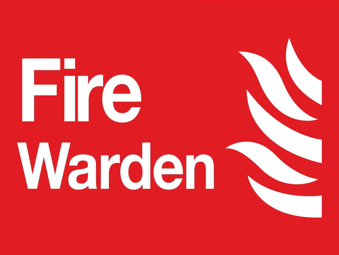 A fire warden health & safety sign