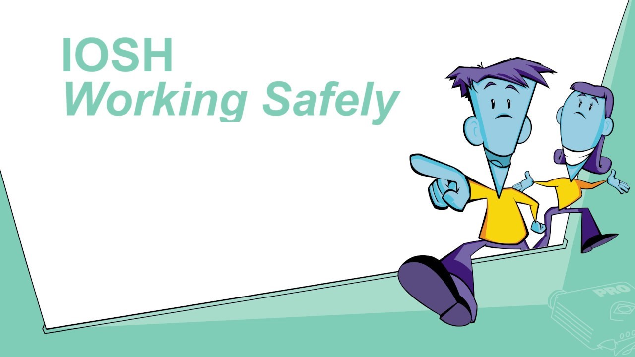 Two workers smiling with the phrase IOSH Working Safely written above them