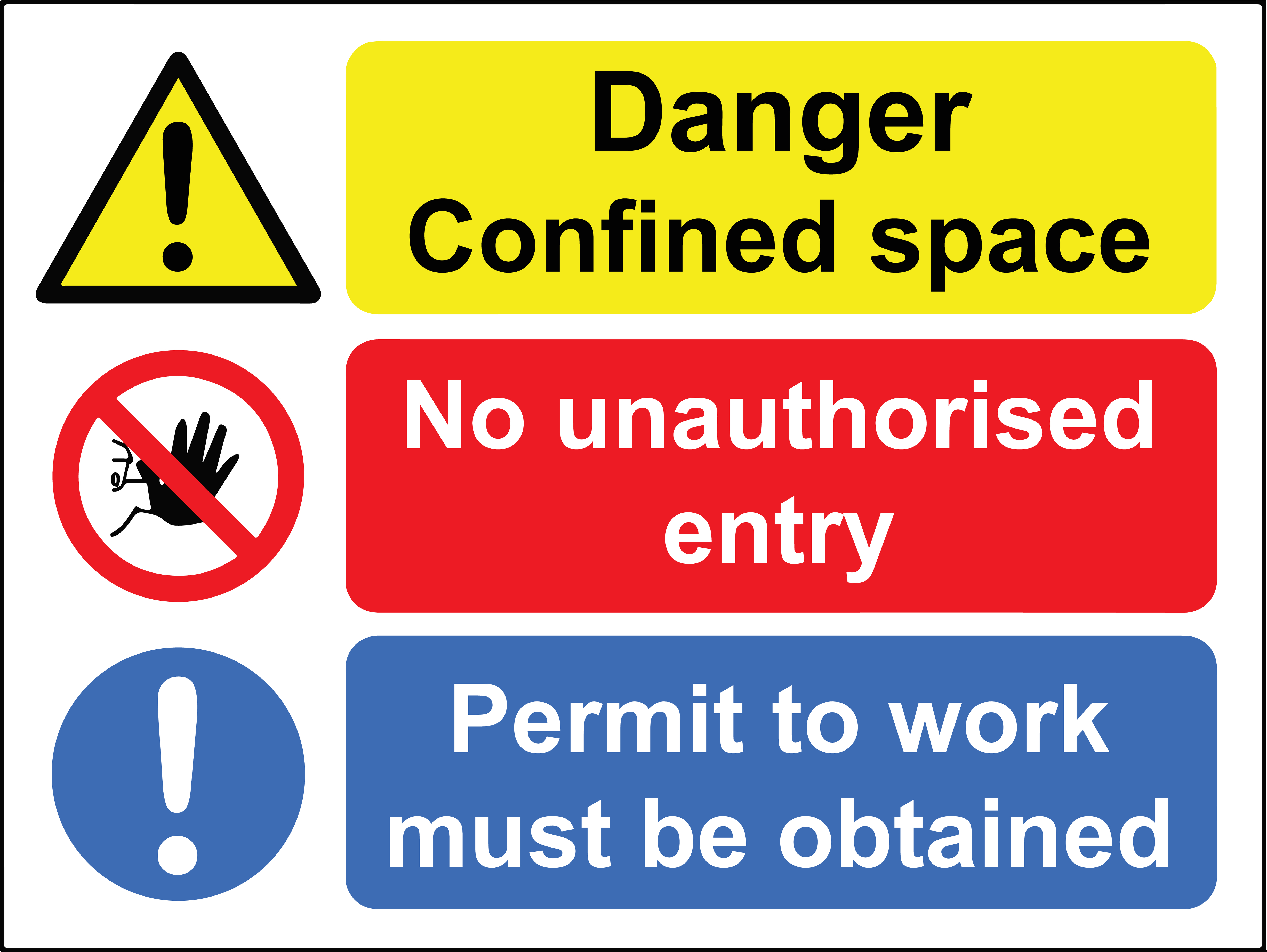 Three health & safety warning signs that would be typical to see at a construction site