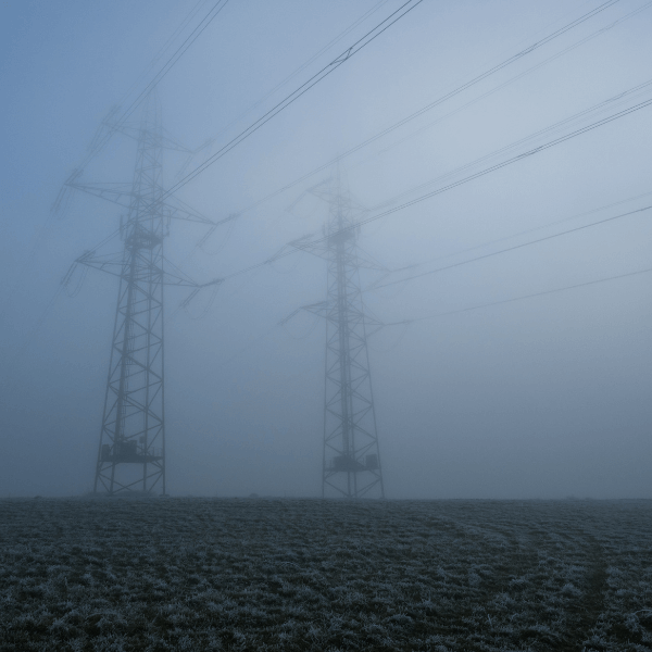 Overhead power line visibility can decrease in bad weather